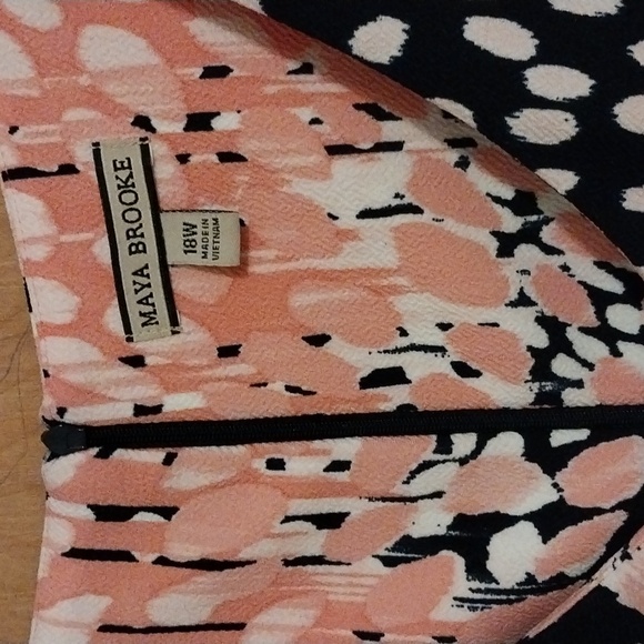 Maya Brooke Chic Black, Pink and White Dress size 18W - Picture 2 of 5